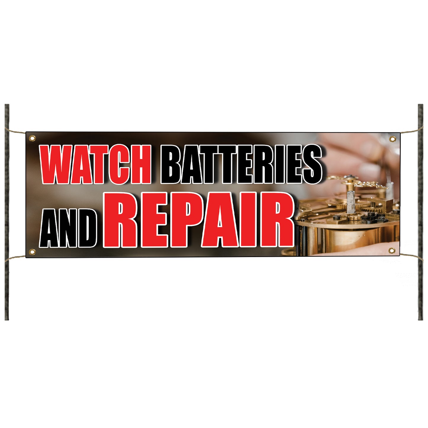 Watch batteries and repair vinyl printed banner sign