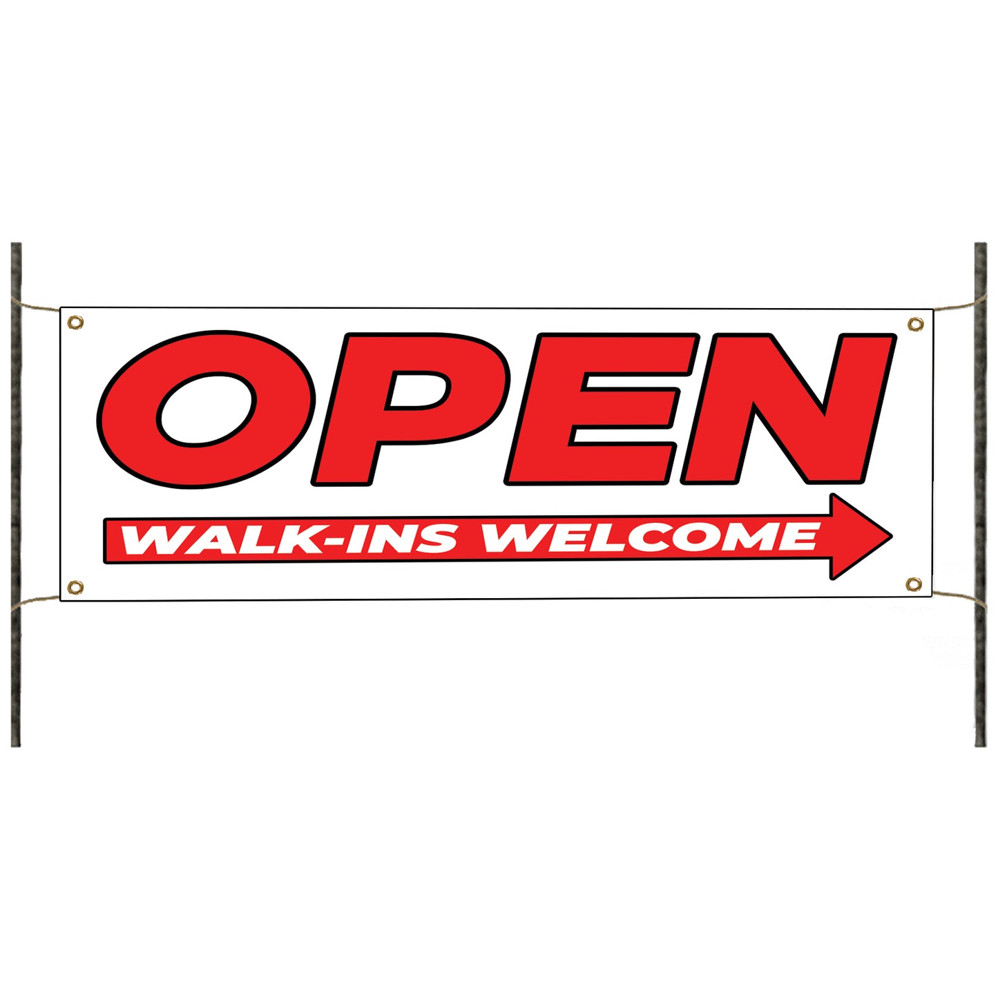 Open walk ins welcome vinyl printed banner sign