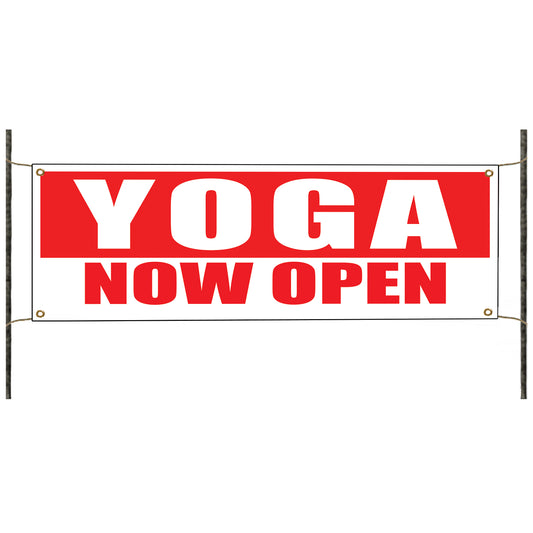Yoga now open vinyl printed banner sign