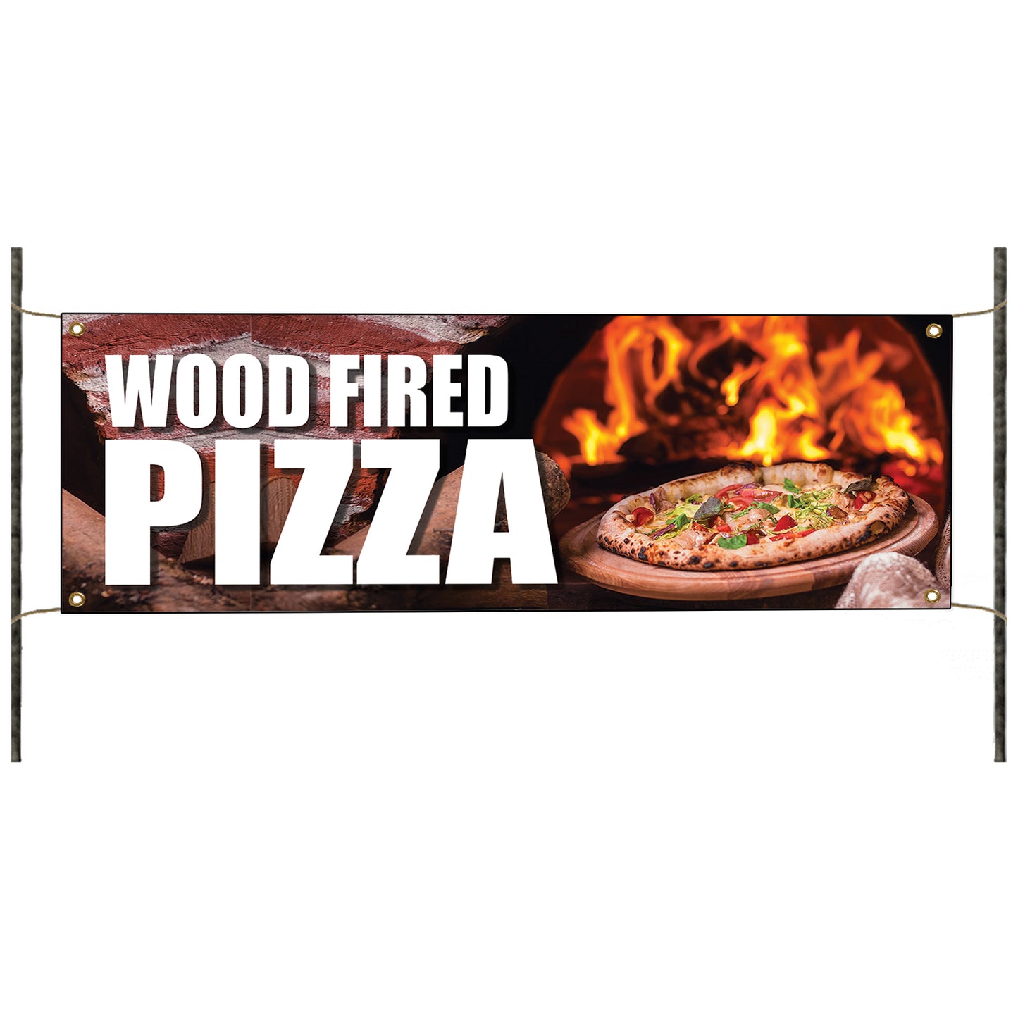 Wood fired pizza vinyl printed banner sign