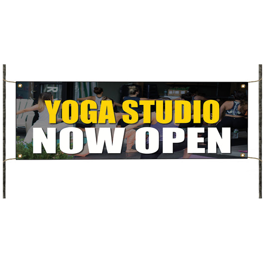 Yoga Studio Now Open Vinyl Banner Sign