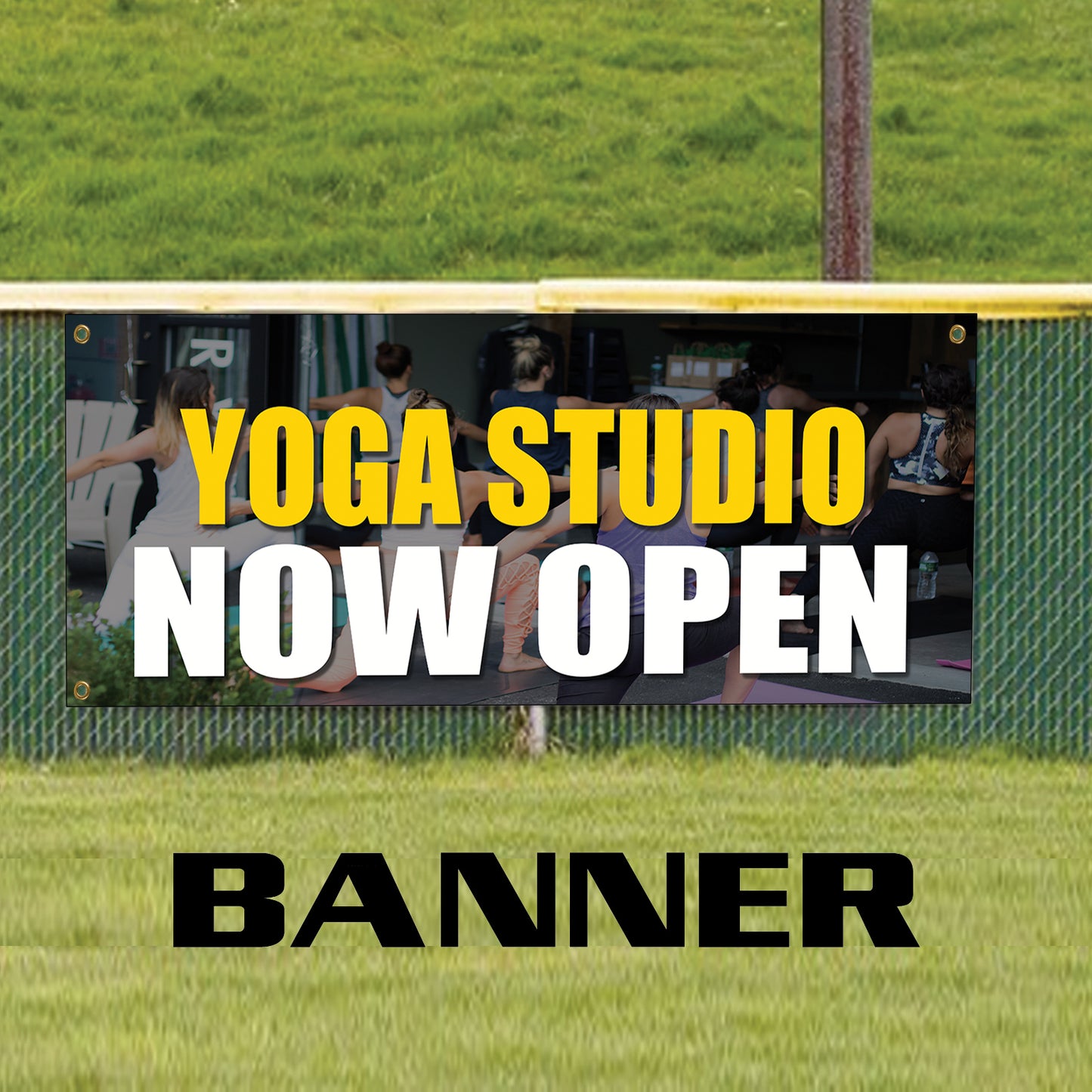 Yoga Studio Now Open Vinyl Banner Sign