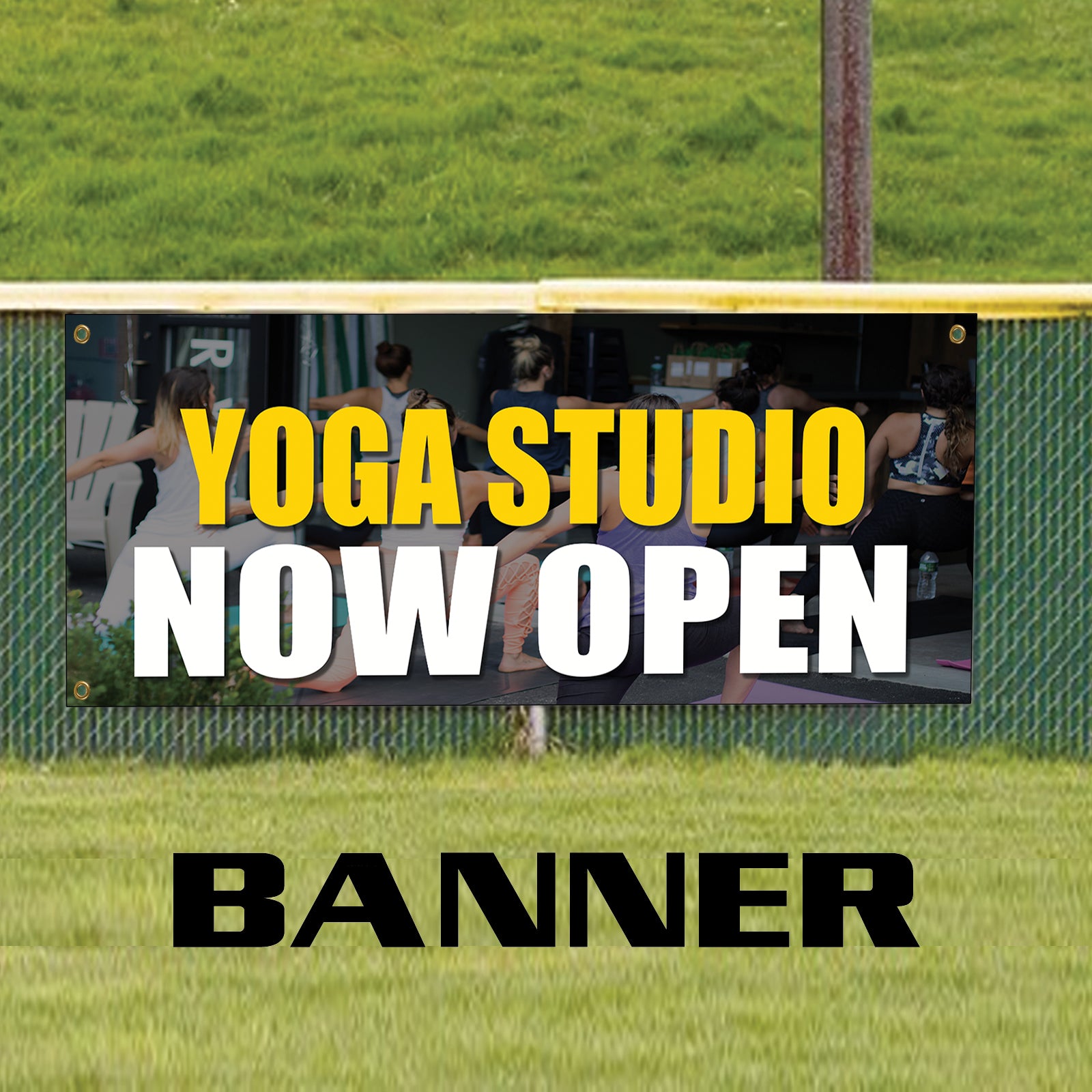 Yoga Studio Now Open Vinyl Banner Sign