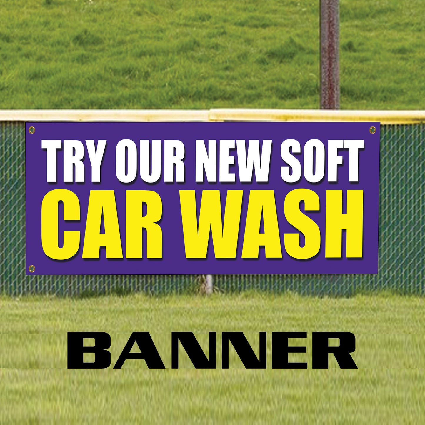 Try Our New Soft Car Wash Vinyl Banner Sign