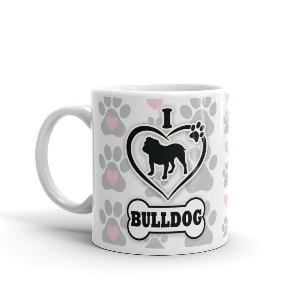 Paw Dog Owner Gifts English I Love Bulldog Coffee Tea Ceramic Mug/Cup