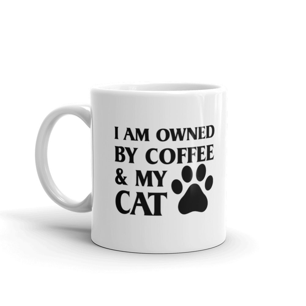 I Am Owned By Coffee And My Cat Pet Lover Coffee Ceramic Mug