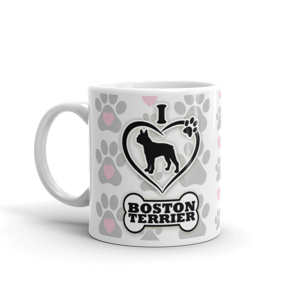 Boston Terrier Gifts Love Dog Paw Prints Dog Owner Gifts Dog Coffee Mug