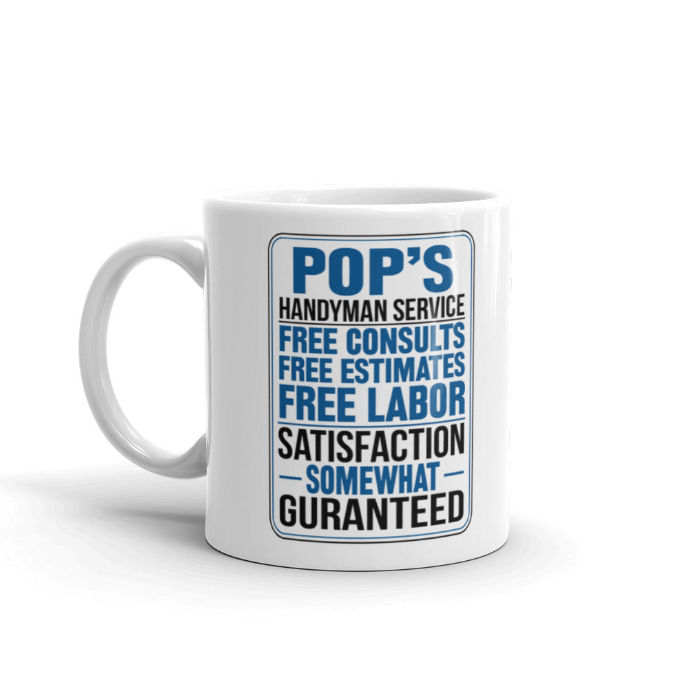 Grandpa Gifts Pop's Handyman Service Funny Gag Coffee Mug