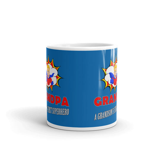 Grandpa Gifts Grandson's First Superhero Comic Books Coffee Mug