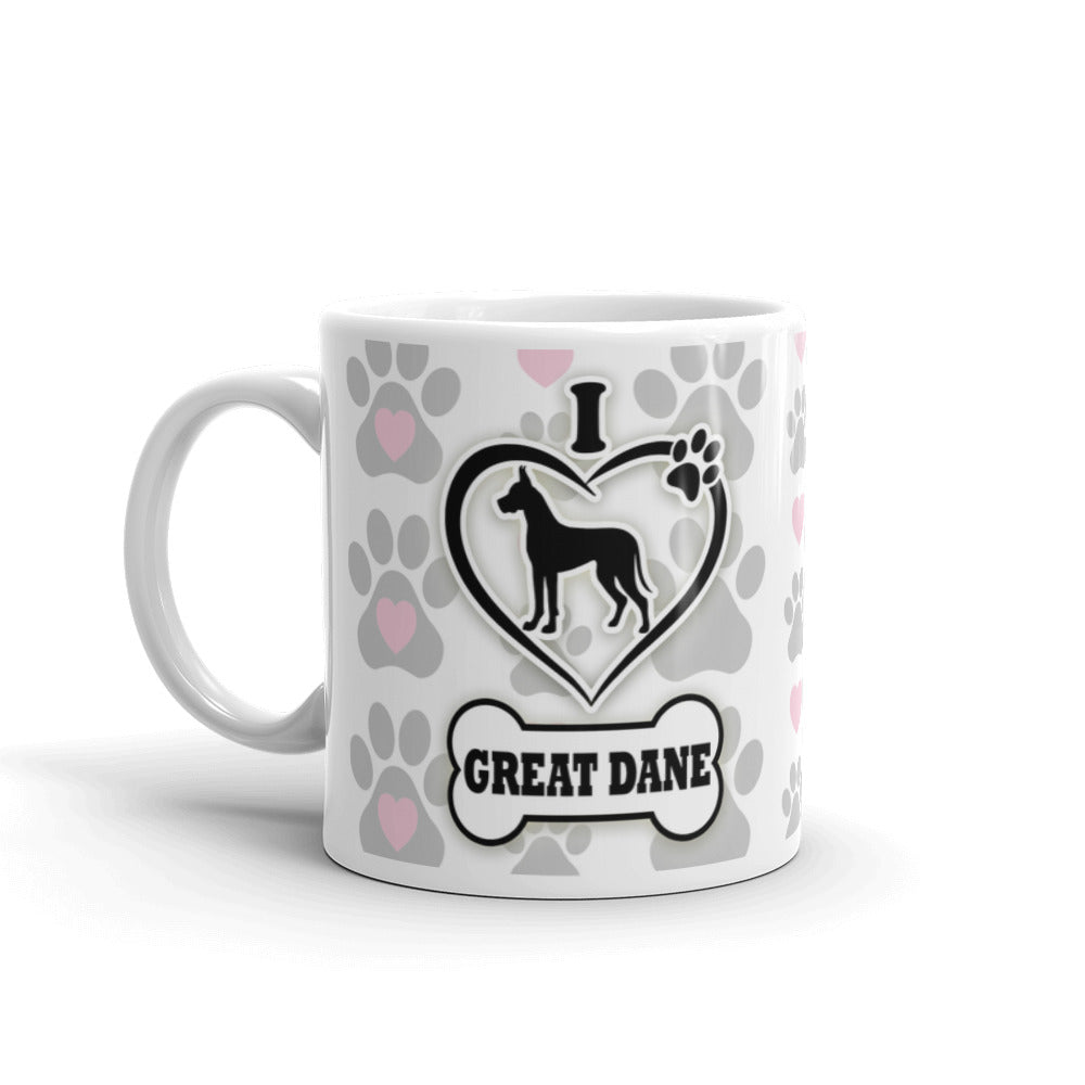 Great Dane Gifts Love Dog Paw Prints Dog Owner Gifts Dog Coffee Mug