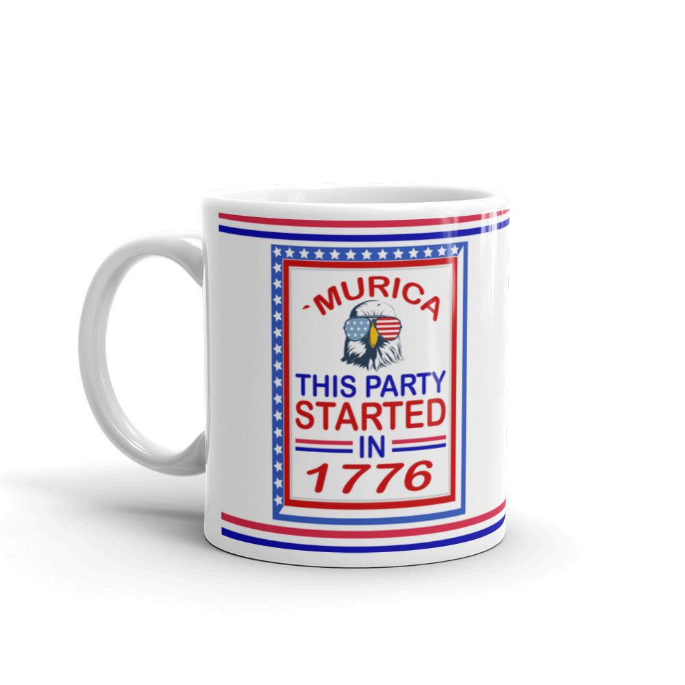 Funny Patriotic Gifts Murica This Party Started in 1776 Aviator Eagle Coffee Mug