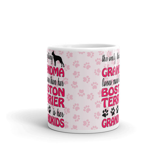 The Only Thing Grandma Loves Boston Terrier Her Grandkids Coffee Ceramic Mug
