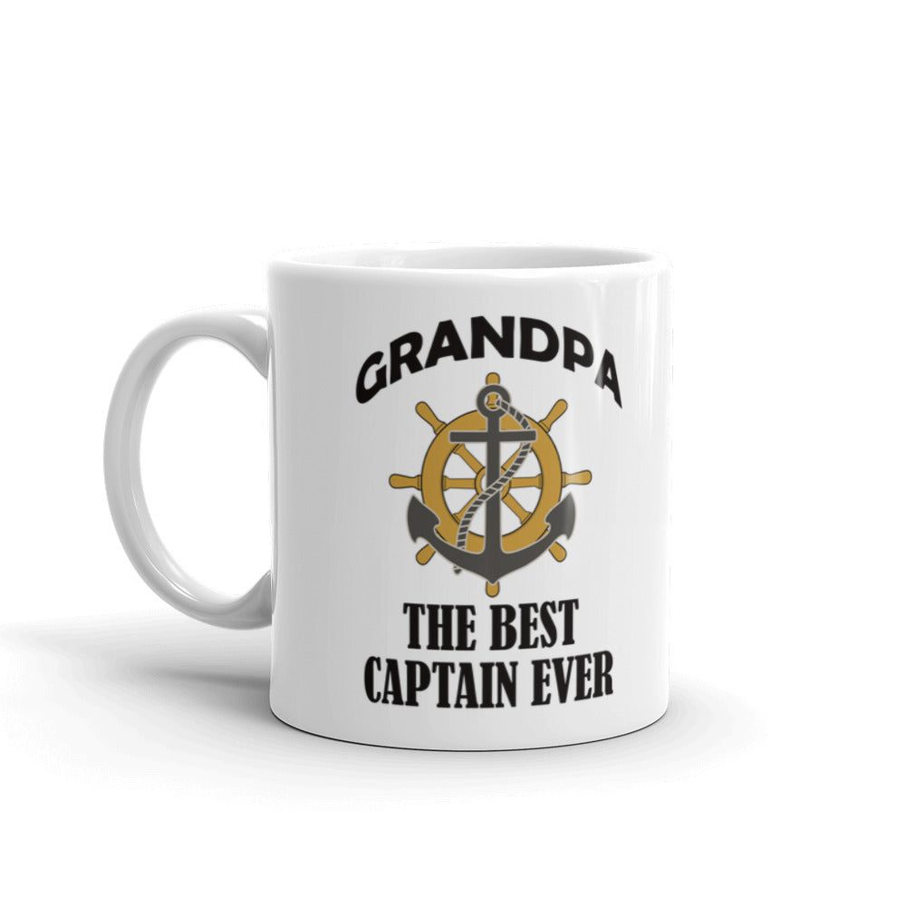 Grandpa Best Captain Ever Nautical Ship's Wheel Coffee Ceramic Mug
