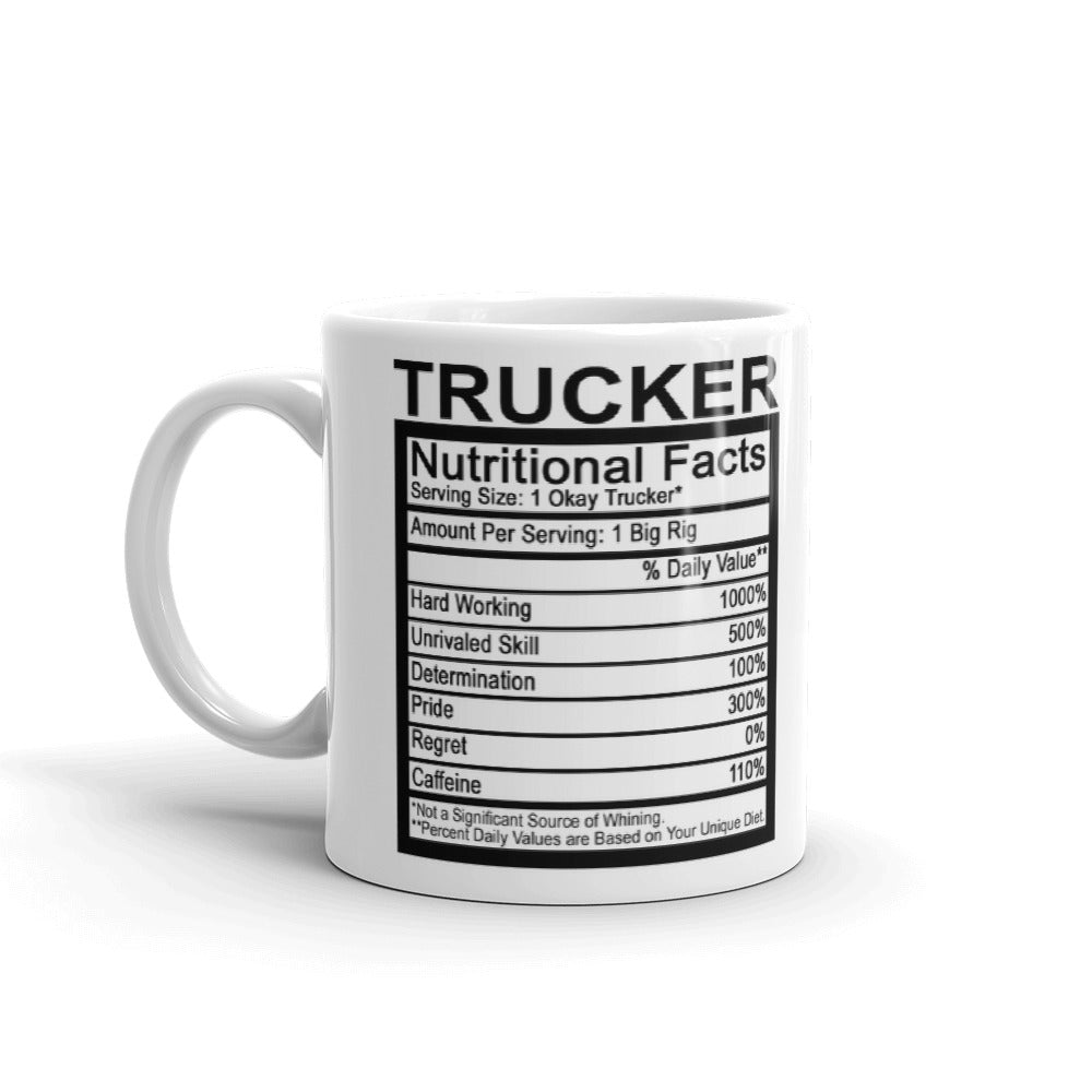 Trucker Nutritional Facts Label Truck Driver Gift Coffee Ceramic Mug/Cup