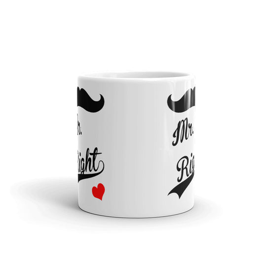 Couple's Gifts Mr Right Mustache Style For Boys Ceramic Coffee Mug