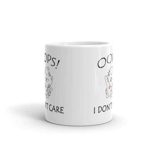Oops I Don't Care Funny Cute Gift For Cat Lovers Coffee Tea Ceramic Mug