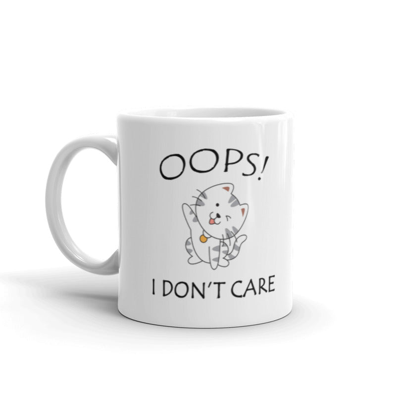 Oops I Don't Care Funny Cute Gift For Cat Lovers Coffee Tea Ceramic Mug