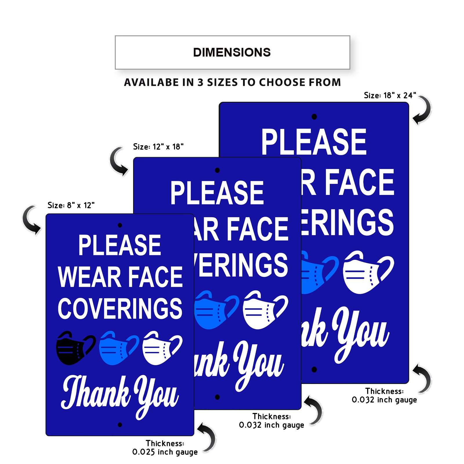 Please wear face coverings thank you aluminum metal sign