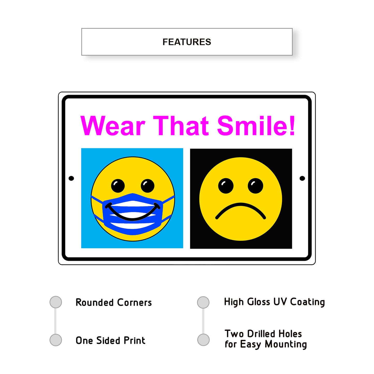 Wear that smile aluminum metal sign