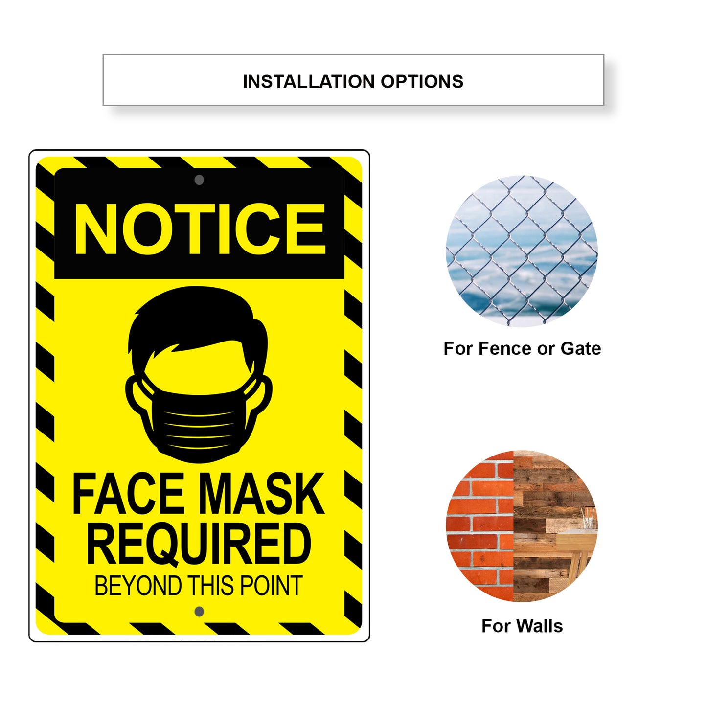 Notice face mask required beyond this point aluminum metal sign