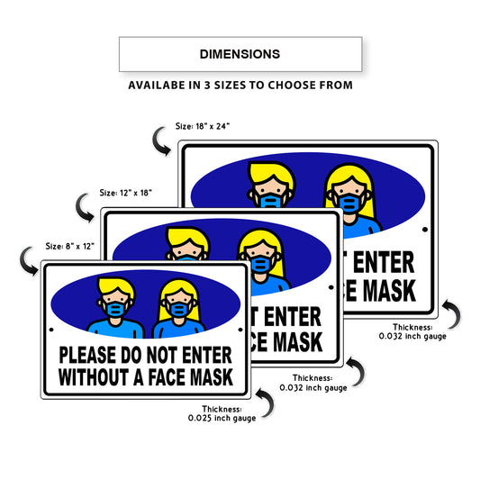 Please do not enter without a face mask aluminum metal sign