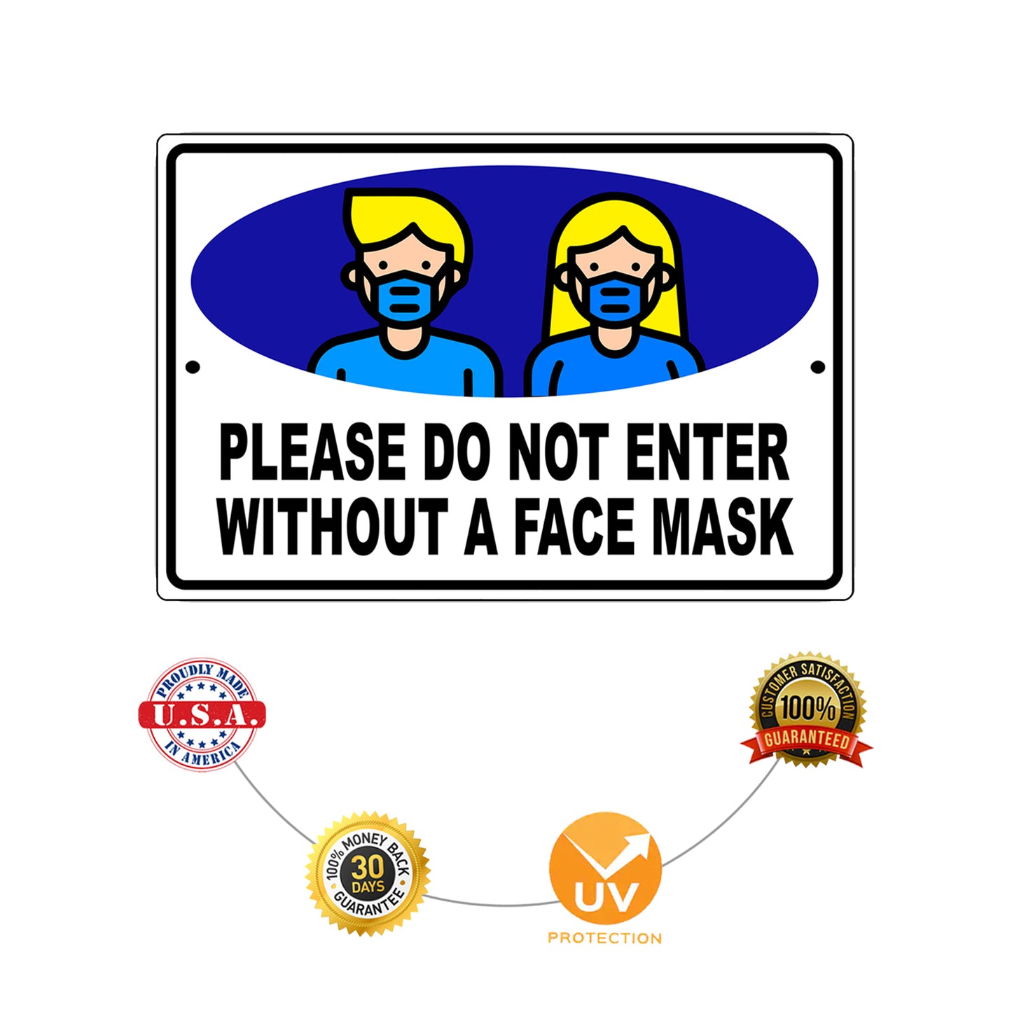 Please do not enter without a face mask aluminum metal sign