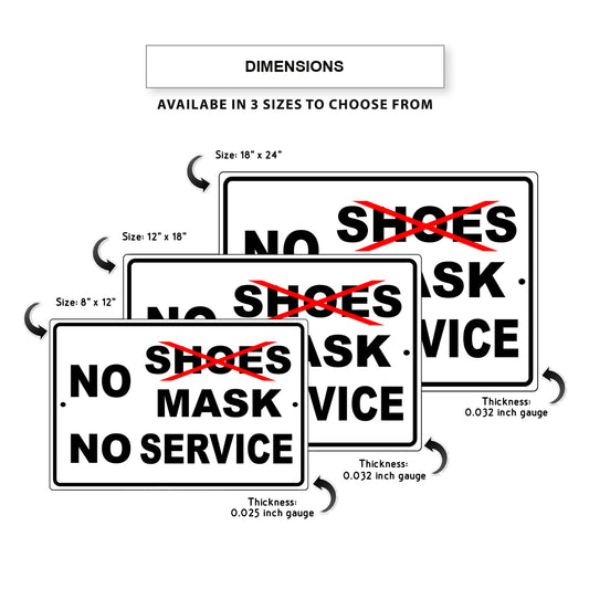 No shoes no mask no service aluminum metal sign