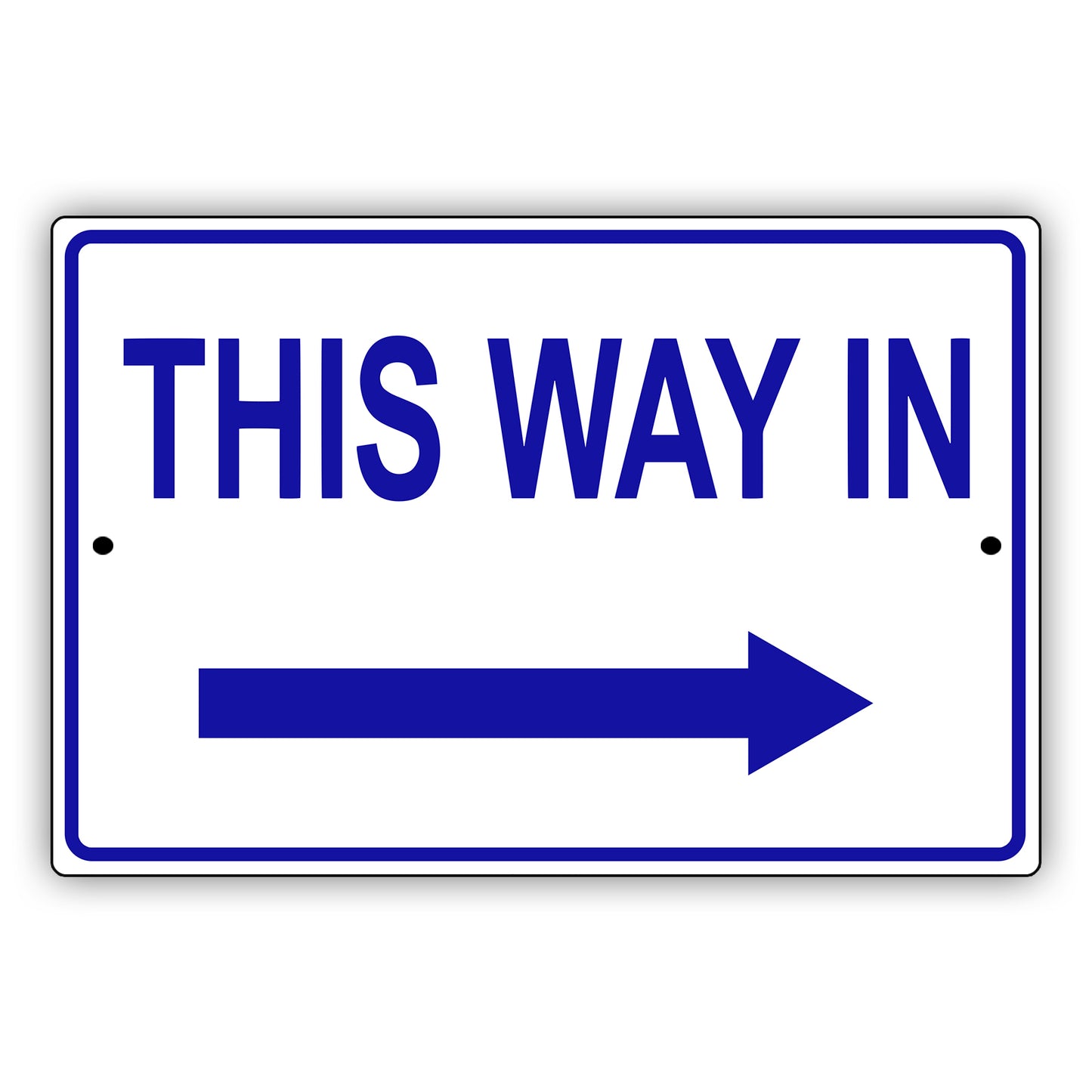 This way in right arrow aluminum metal sign