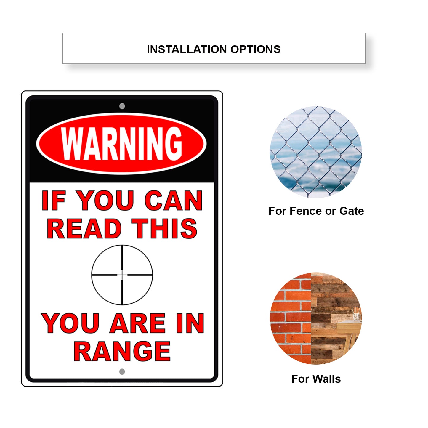 Warning if you can read this you are in range aluminum metal sign