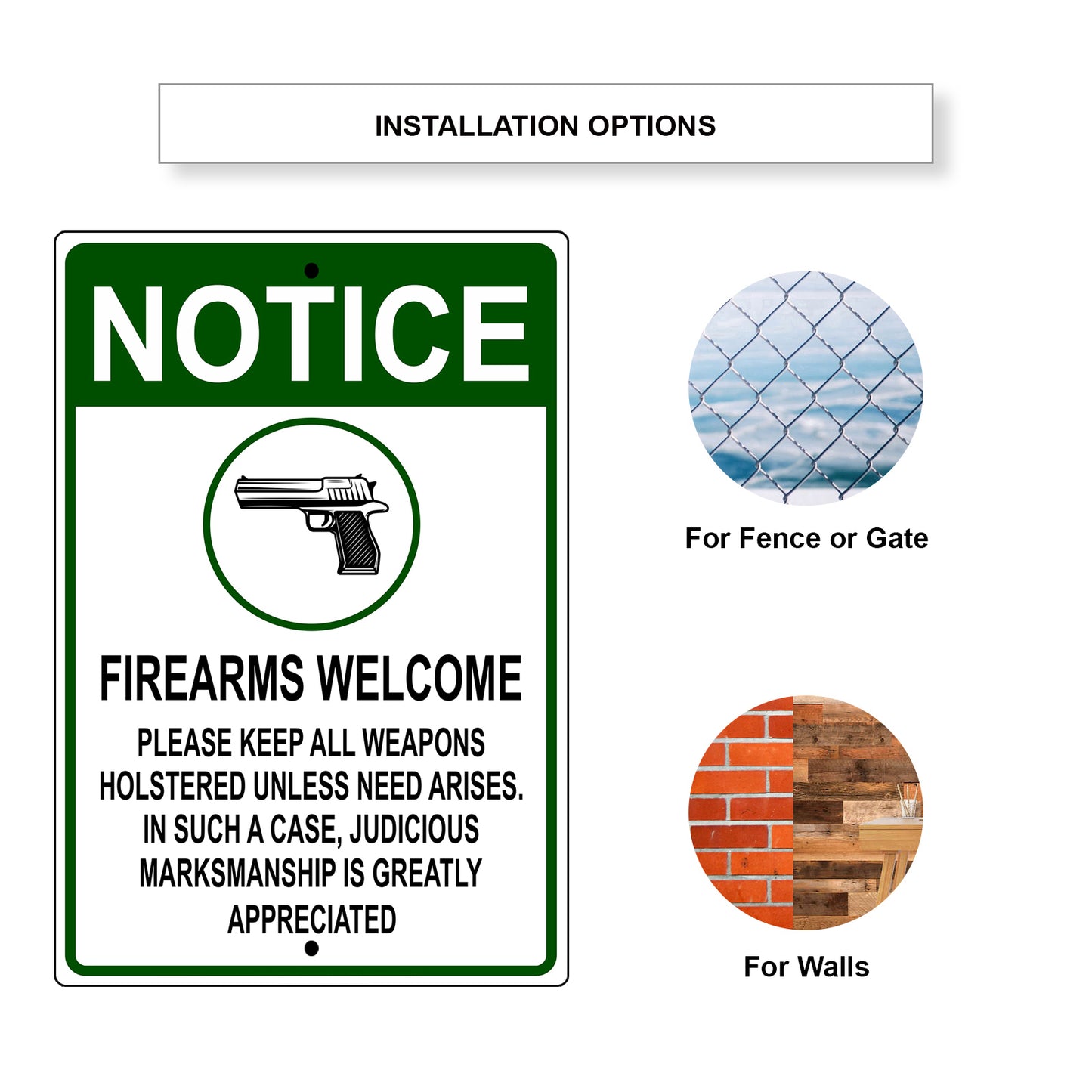 Notice firearms welcome aluminum metal sign