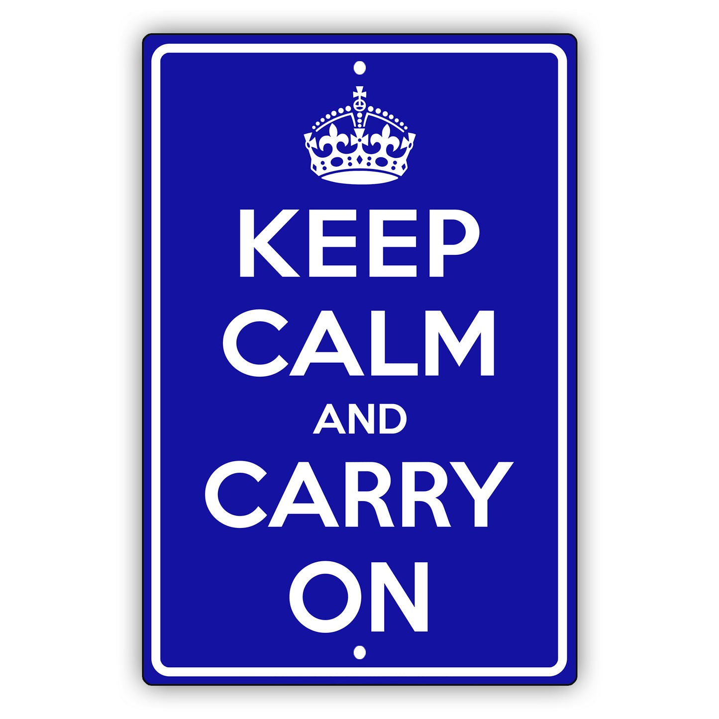 Keep calm and carry on aluminum metal sign blue