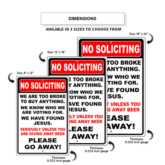 No soliciting please go away aluminum metal sign