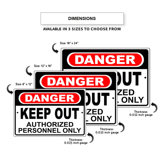 Danger keep out authorized personnel only aluminum metal sign