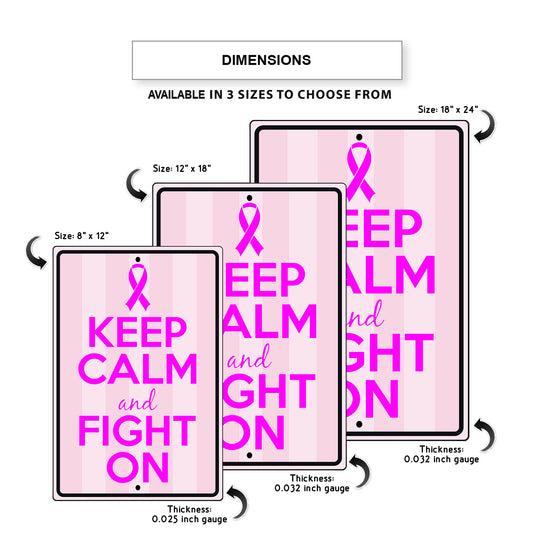 Keep calm and fight on aluminum metal sign