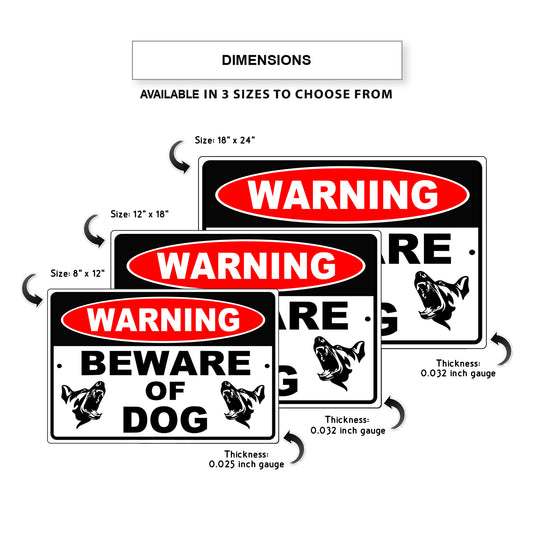 Warning beware of dog aluminum metal sign