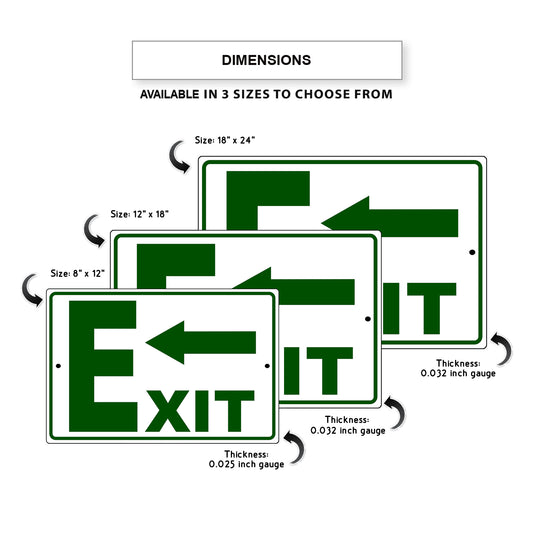 Left arrow exit aluminum metal sign