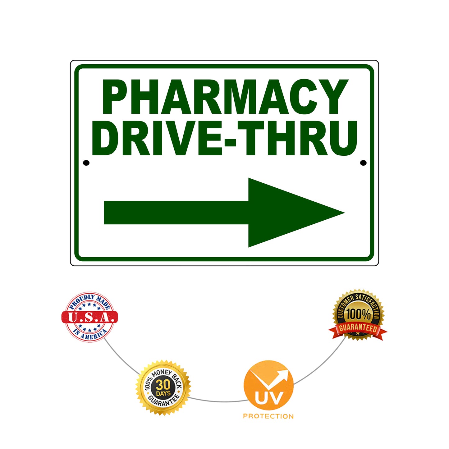 Pharmacy drive thru right side aluminum metal sign
