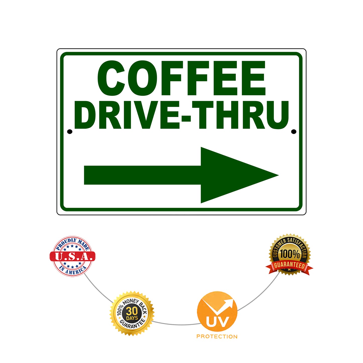 Coffee drive thru right side aluminum metal sign