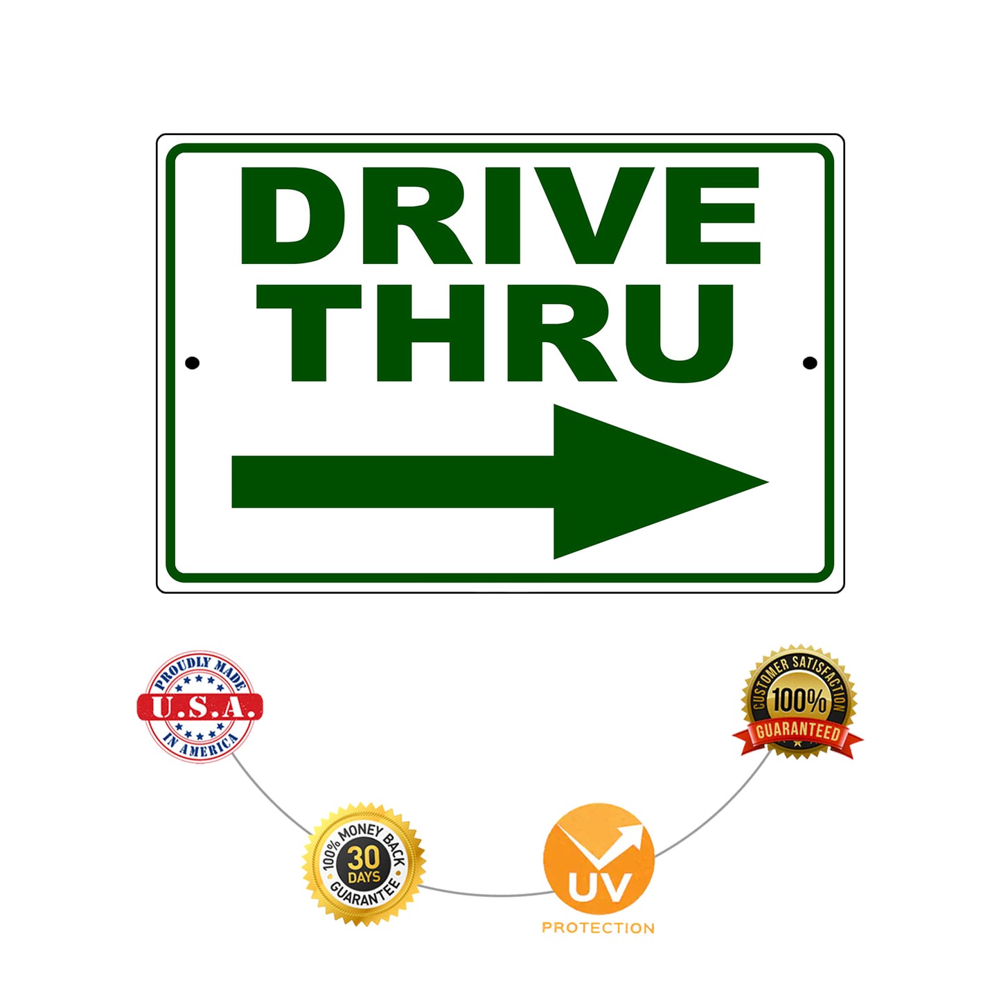 Drive thru left arrow aluminum metal sign