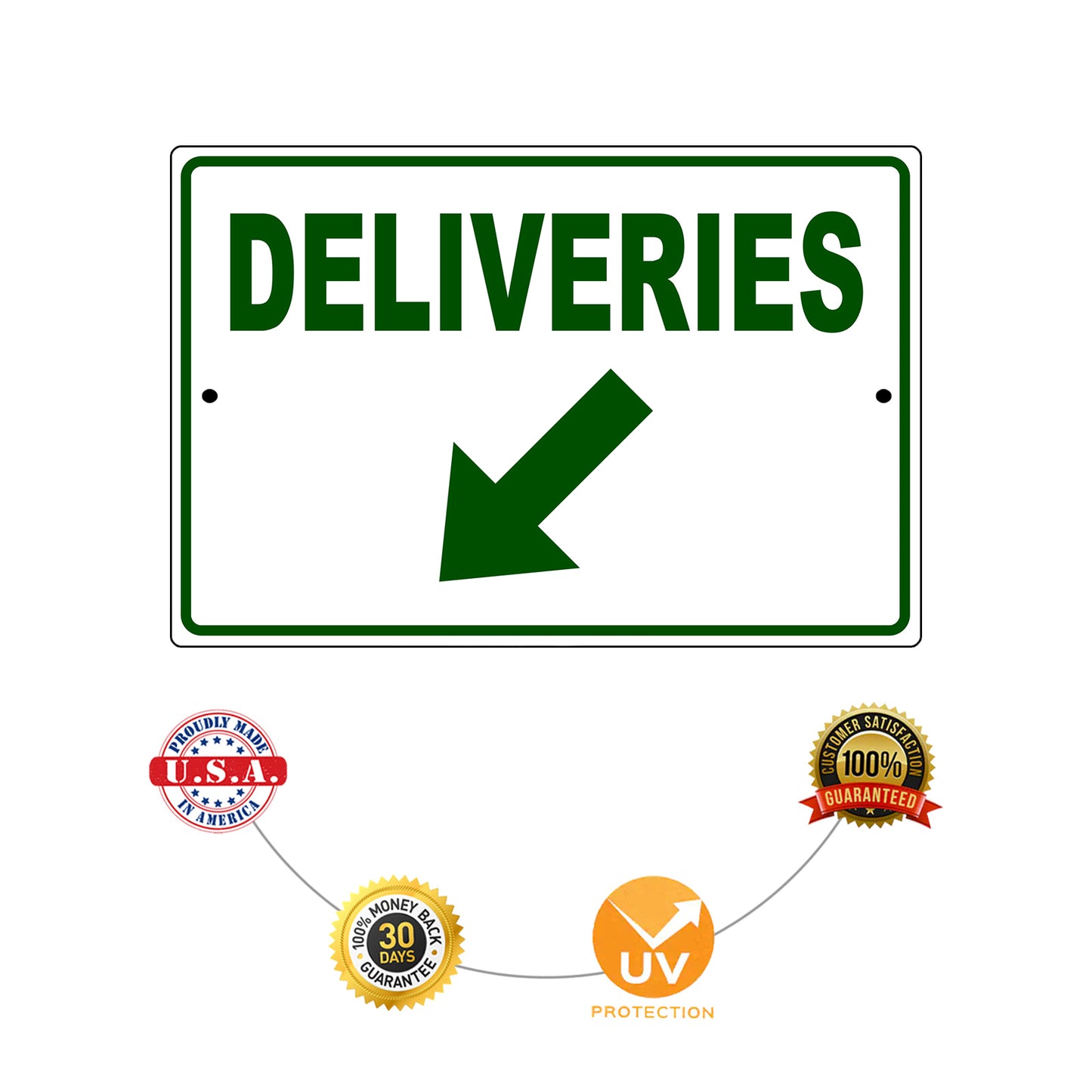 Diagonal Downward Deliveries Arrow Left Side Aluminum Metal Sign