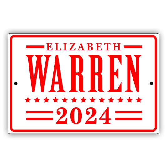 Elizabeth warren 2024 aluminum metal sign