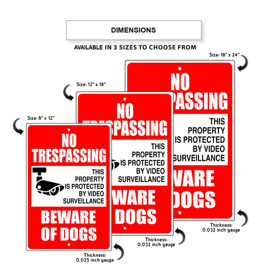 No trespassing beware of dogs aluminum metal sign