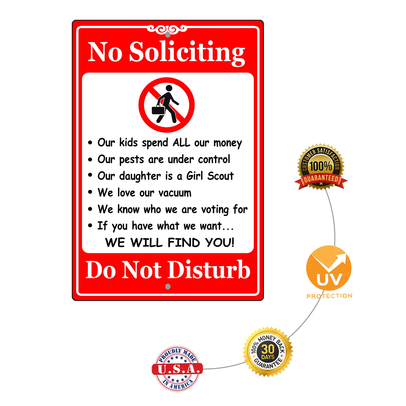 No Soliciting Do Not Disturb Aluminum Metal Sign