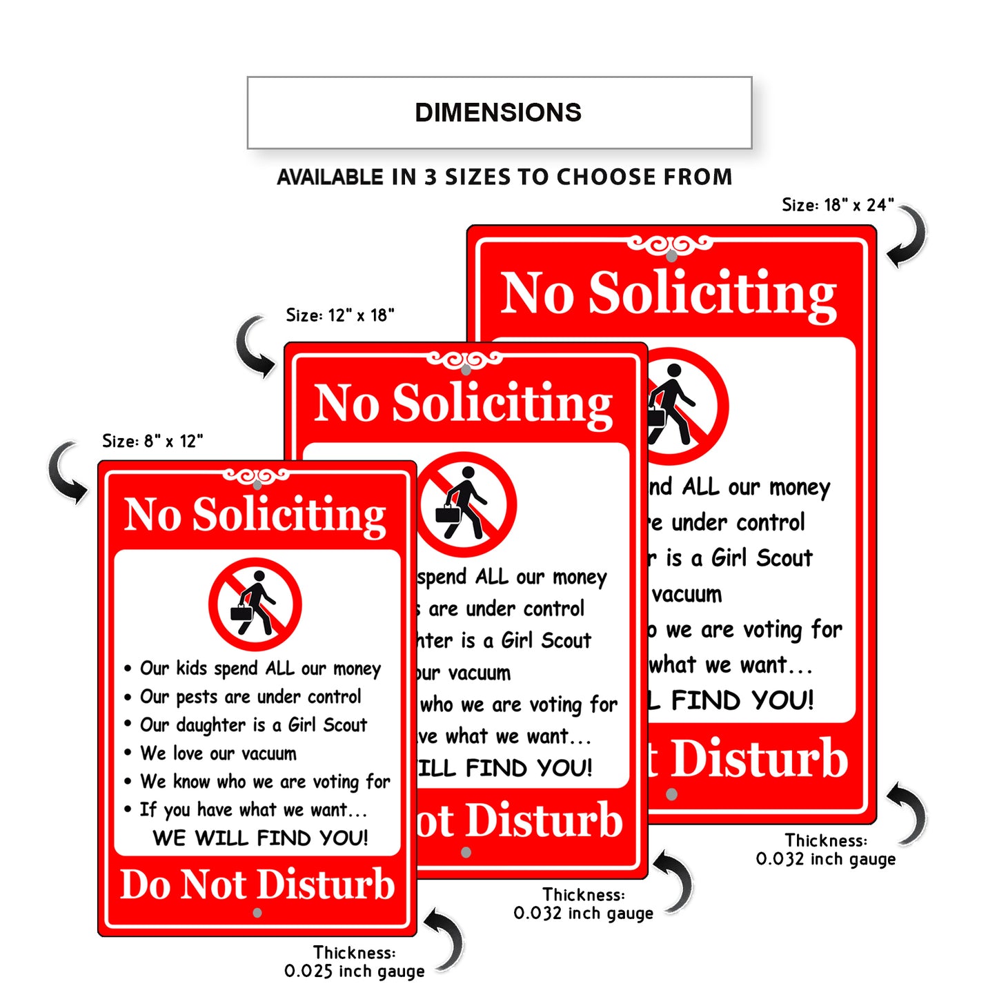 No Soliciting Do Not Disturb Aluminum Metal Sign