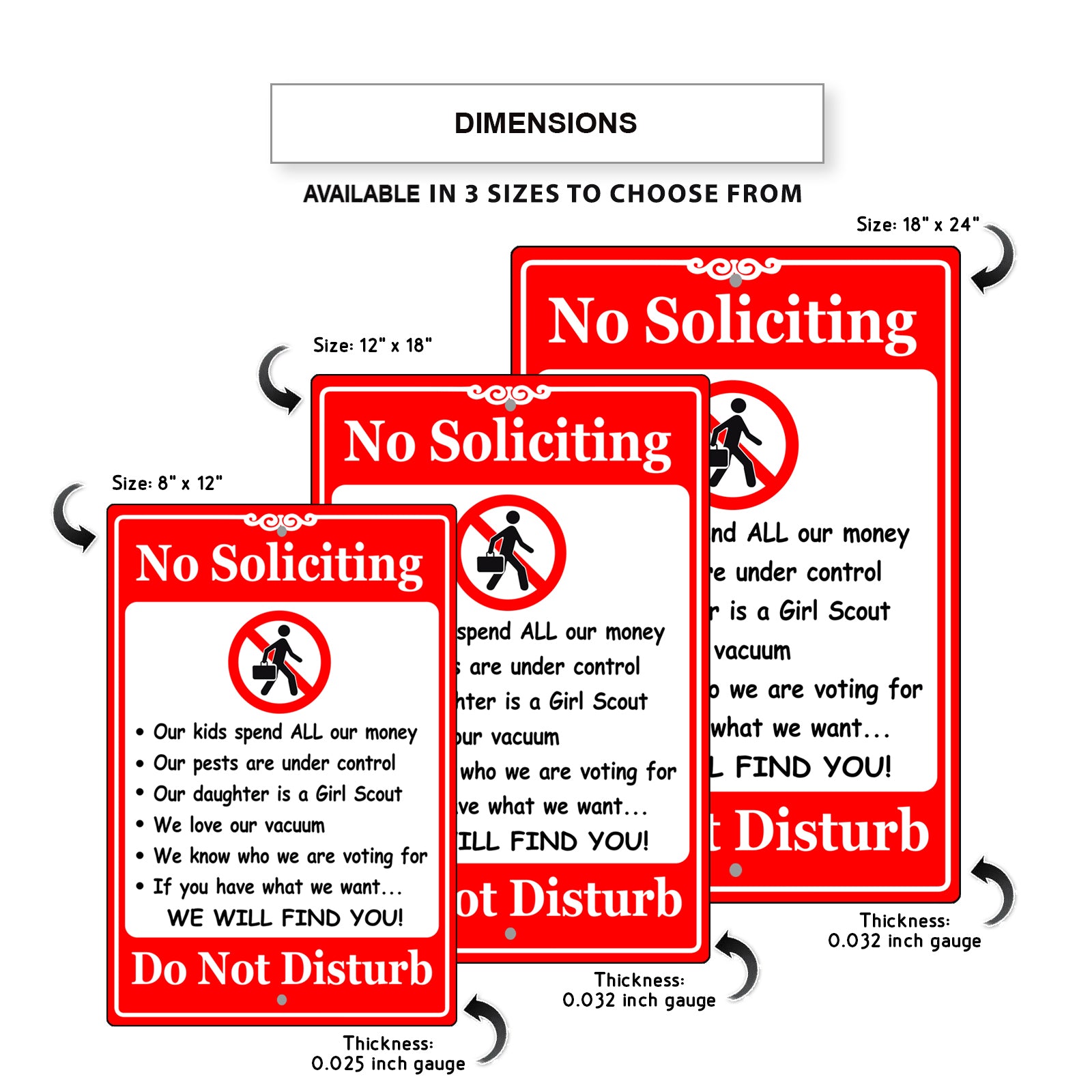 No Soliciting Do Not Disturb Aluminum Metal Sign