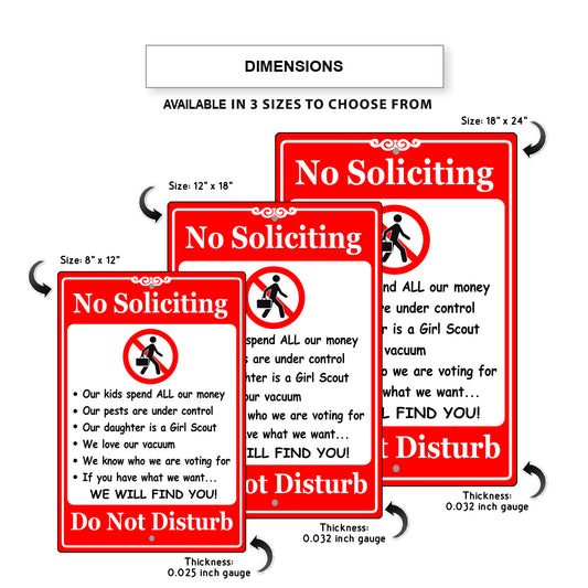 No Soliciting Do Not Disturb Aluminum Metal Sign