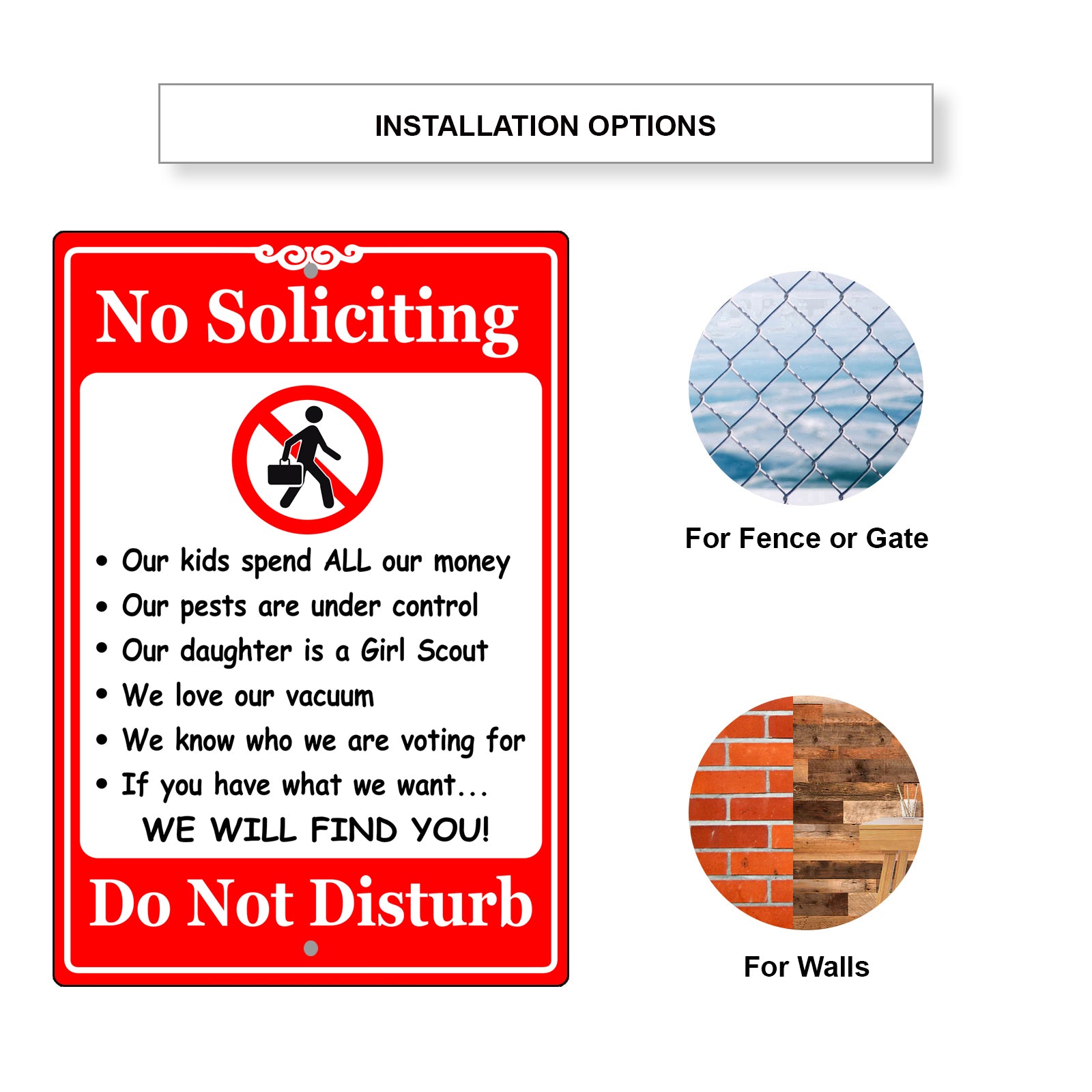 No Soliciting Do Not Disturb Aluminum Metal Sign