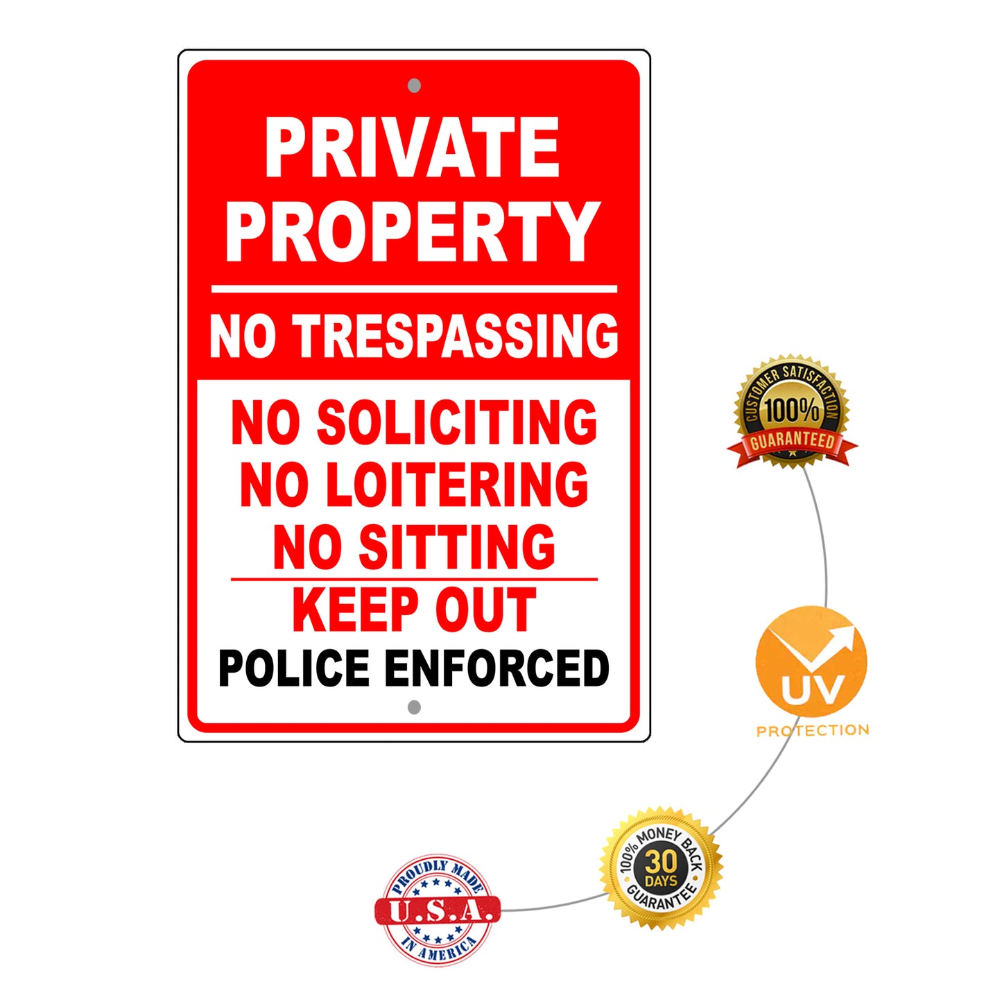 Private Property No Soliciting Aluminum Metal Sign