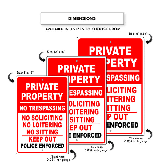 Private Property No Soliciting Aluminum Metal Sign