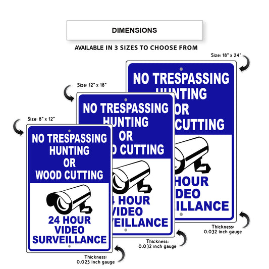 No Trespassing Hunting Or Wood Cutting Aluminum Metal Sign